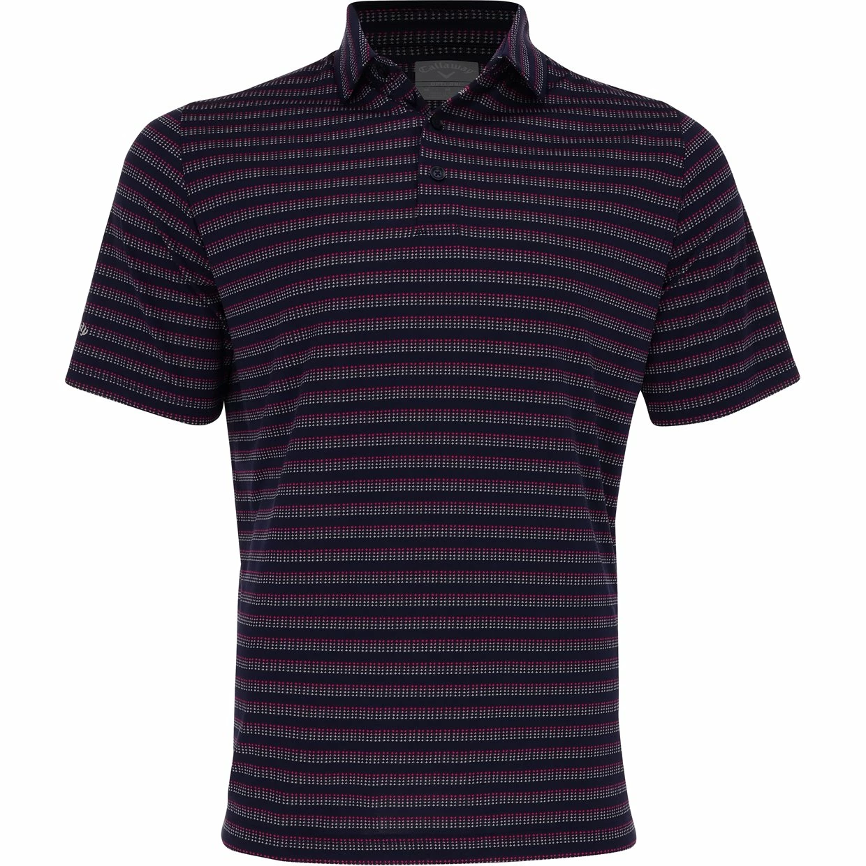 Callaway Yarn-Dyed Ventilated Jacquard Stripe Shirt Polo Short Sleeve Golf Apparel 3 Callaway Yarn-Dyed Ventilated Jacquard Stripe Shirt Polo Short Sleeve Golf Apparel