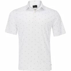 Greg Norman ML75 Microlux Pin Flag Print Shirt Polo Short Sleeve Golf Apparel