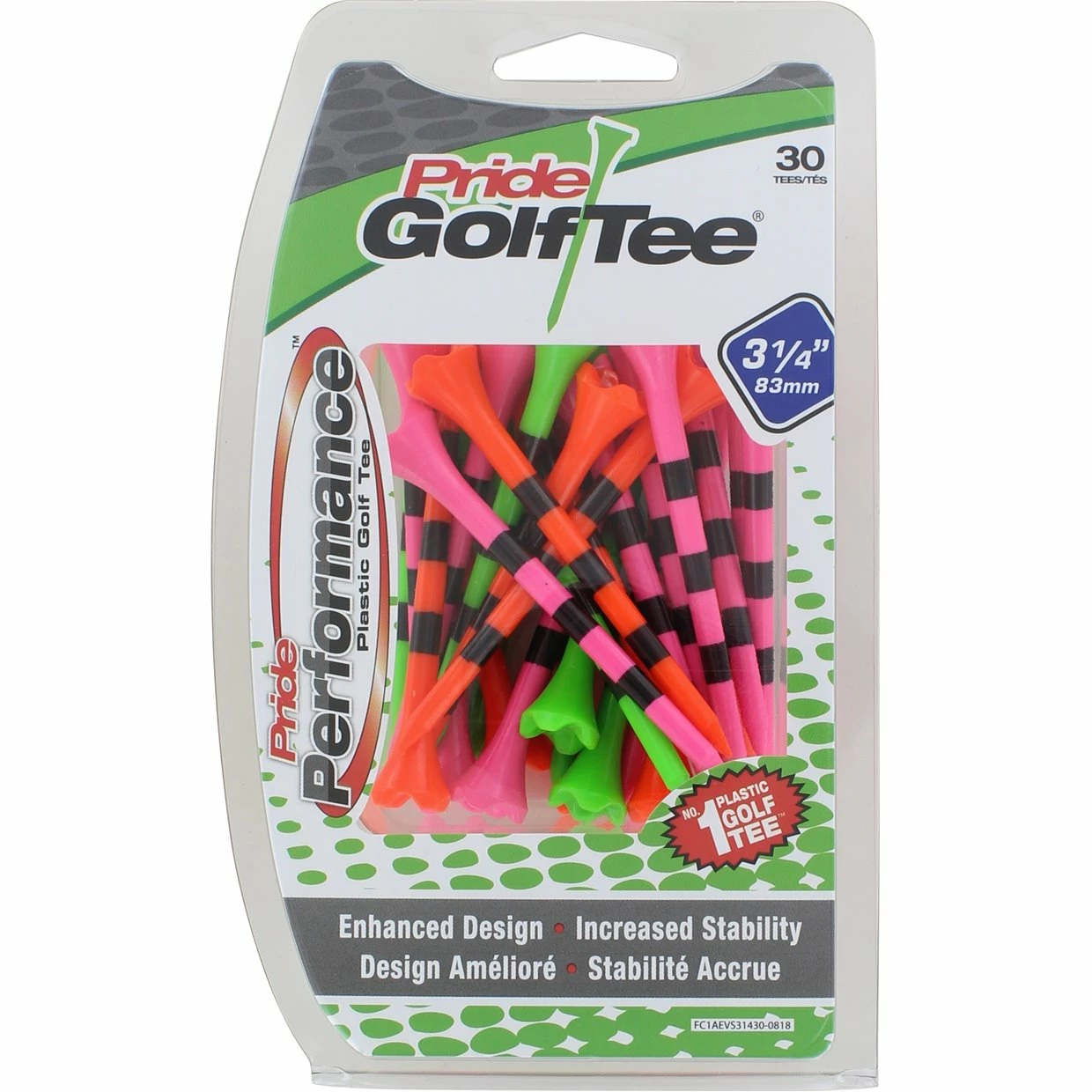 Pride Evolution Striped 3 1/4" 30 Count Golf Tees 3 Pride Evolution Striped 3 1/4" 30 Count Golf Tees