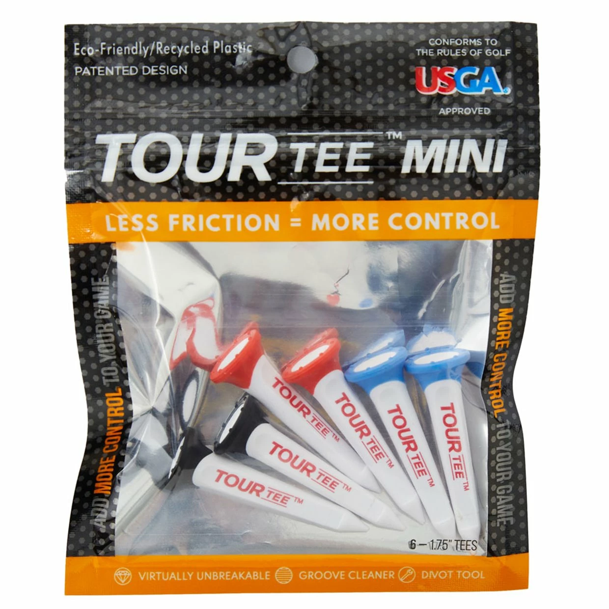 TOUR Tee Tour-Tee Mini 1.75" 6 Pack Golf Tees 3 TOUR Tee Tour-Tee Mini 1.75" 6 Pack Golf Tees