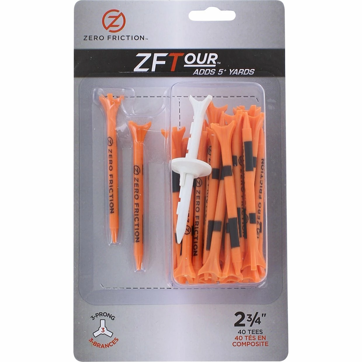 Zero Friction 3-Prong Performance 2 3/4" Golf Tees 3 Zero Friction 3-Prong Performance 2 3/4" Golf Tees